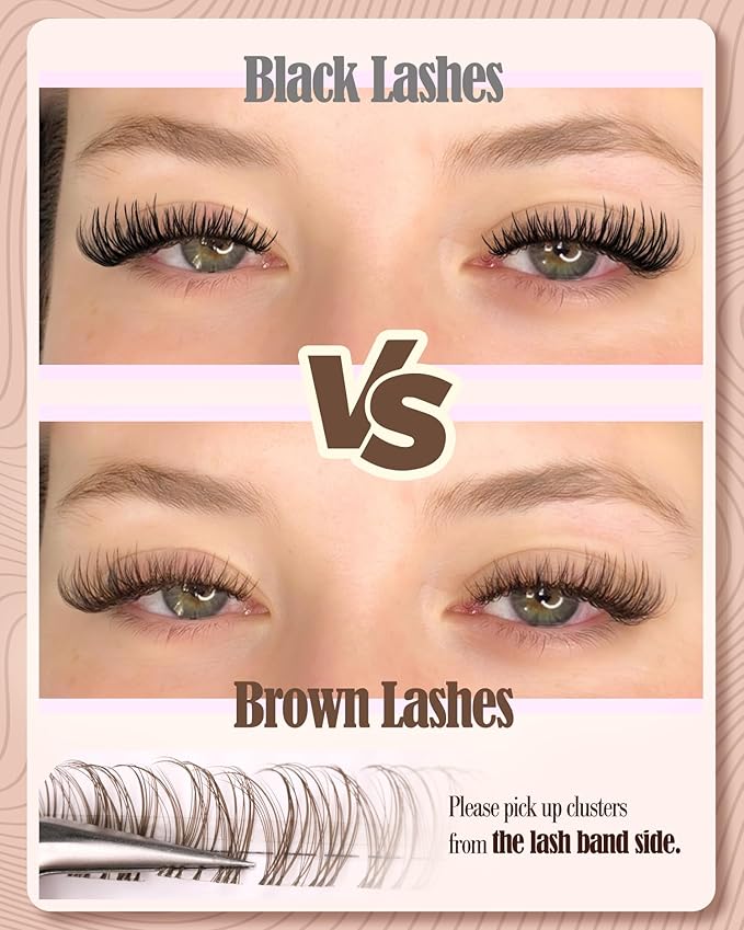 Natural Lash Clusters Brown Eyelash Cluster Clear Band Individual Lashes Wispy Cluster Eyelash Extensions Dark Brown Lashes Extensions DIY Lash Pack by Mavphnee (120Pcs, 8-16MM, CC-Curly)