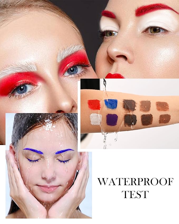 Tinted Eyebrow Mascara Gel-1Pcs Longlasting Waterproof Red Eyebrow Glue Colored Liquid Mascaras,Tint Brow Filler, Length Curling Mascara,Halloween Cosplay Party Eye Makeup Gift for Women-09