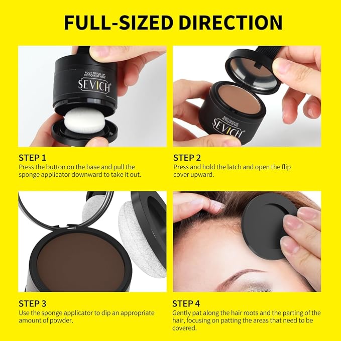 SEVICH Magnetic Hairline Powder with Brush | Refillable Root Touch Up for Sparse Hairlines & Gray Coverage | Waterproof, Sweat-Proof & Smudge-Proof | Natural & Invisible Hair Concealer (Light Brown)