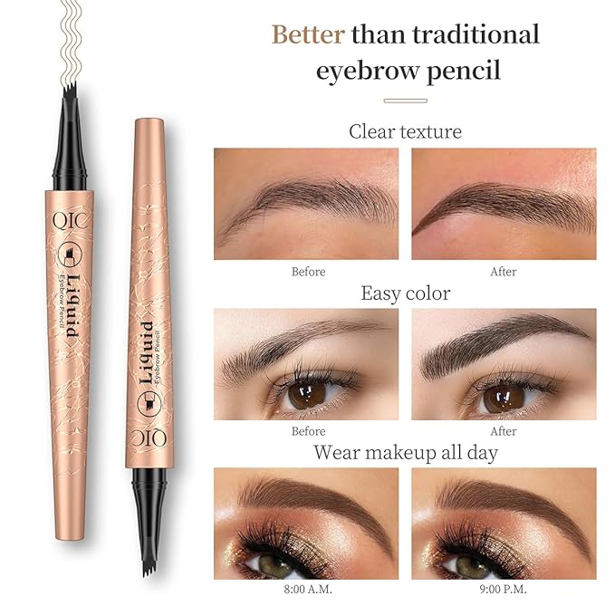 Eyebrow Pencil,Light Brown 4-Point Micro-Fork Tip Eyebrow Pen,Smudge-Proof Portable Microblading Eyebrow Pencil,Eye Makeup Long-Lasting Waterproof To Create Exquisite Eyebrow Hair for Women