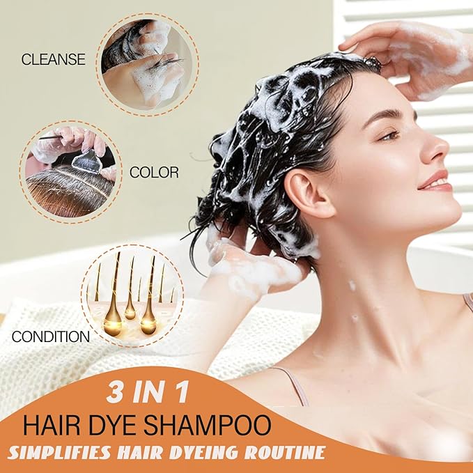 Brown Hair Dye Shampoo 3 in 1, Semi-Permanent Brown Hair Dye, Works in Minutes, Instant Hair Color Shampoo for Women Men, Champu Para Pintar el Cabello, Champu Para Canas, Easy to Use 16.90 Fl Oz