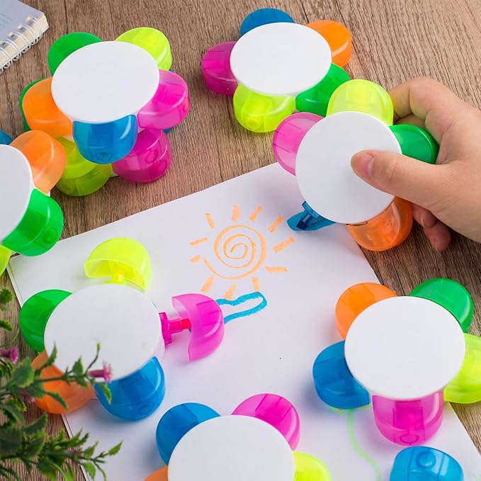 Petals Highlighters, Flower Shape Watercolor Highlighter Pens,Highlighters Assorted Colors 5-In-1 Fluorescent Pens for Aesthetic School Office Stationery Supplies.