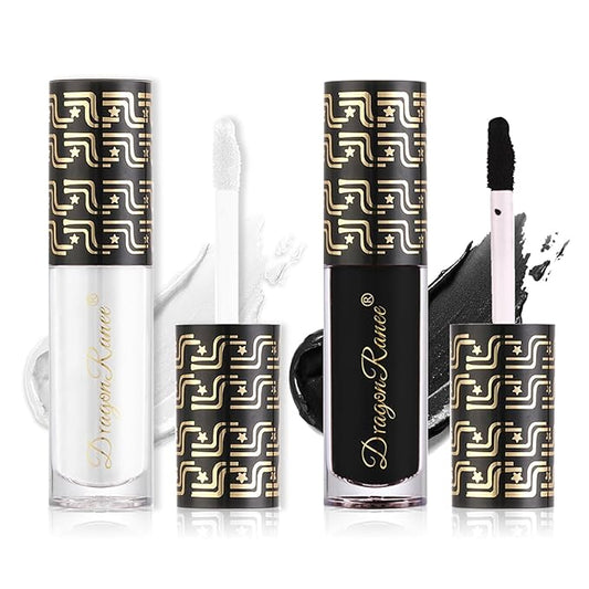 2PCS Black White Matte Liquid Lipstick - Velvet Finish, Long Lasting, Waterproof, Non-stick, Halloween Lip Tint, Makeup Labiales Mate 24 Horas Originales