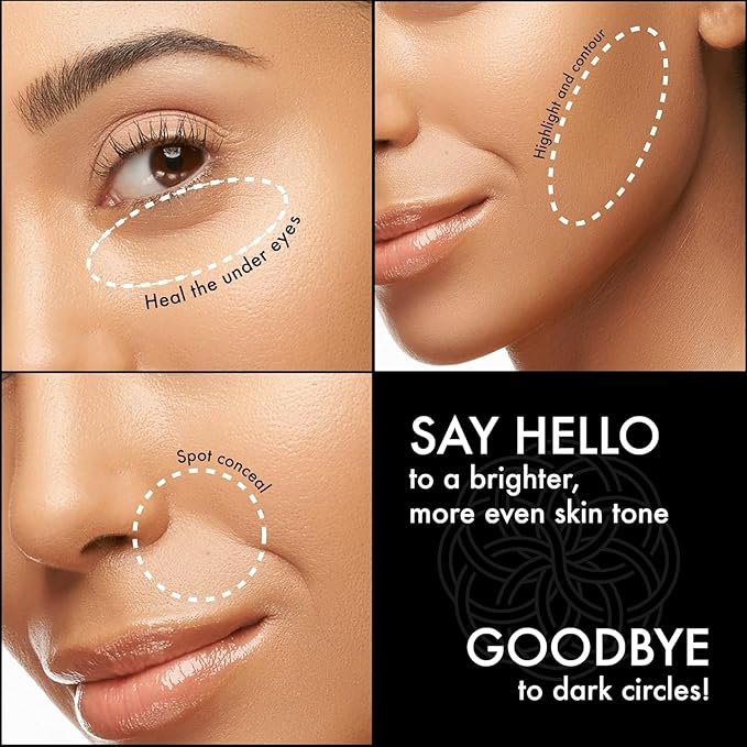 YENSA Skin On Skin BB + CC Full Coverage Concealer - Color Correcting Serum Concealer - Creaseless & Brightening Formula with Hyaluronic Acid & Superfood Complex - Fair Warm (0.34 Fl oz)