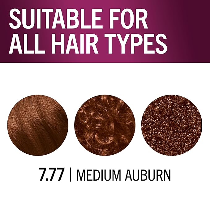 Schwarzkopf Keratin Permanent Hair Dye Cream, 7.7 Medium Auburn, Professional Quality Color for Up to 100% Gray Coverage, Bond Enforcing System