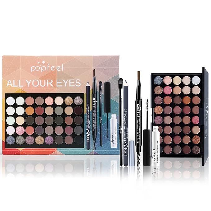 All in One Makeup Kit For Teenager Girls, Full Starter Makeup Kit for Women Beginners Includes Eyeshadow Palette, Eye Brush, Mascara, Eyebrow Pencil, Eyeliner Pencil