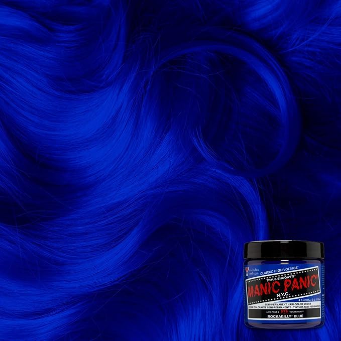 MANIC PANIC Classic Rockabilly Blue Semi Permanent Hair Color - True Neutral Blue Hair Dye for Women & Men That Lasts 4-6 Weeks - Vegan, Ammonia & Cruelty-Free - Create & Mix Custom Shades (4oz)