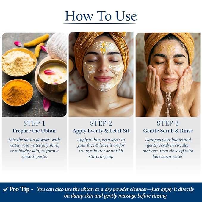 Blue Nectar Turmeric Ubtan Powder for Glowing Skin | Ayurvedic Ubtan Face Pack for Skin Brightening | Tan Removal Face Pack for Women & Men with Multani Mitti Powder | (3.5 Oz, 9 Herbs)