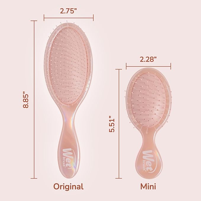 Wet Brush Original Detangler & Mini Hair Brush Gift Pack, Bronze (Iridescence Icon) - IntelliFlex Bristles - Detangling Brush Glides Through Tangles For All Hair Types (Wet & Dry), Limited Edition