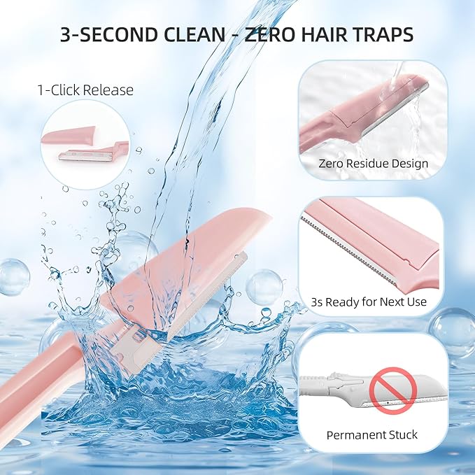 Dermaplane Razor for Women Face,Stocking Stuffers 6 pack Folding Eyebrow Razor Facial Hair Removal for Women and Men Travel,Dermaplaning Beauty Tool