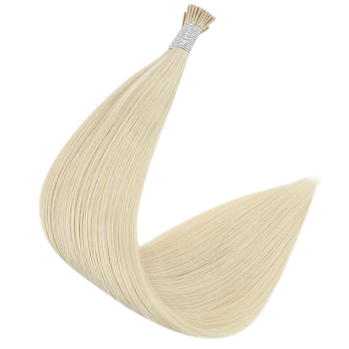 Full Shine Itip Human Hair Extensions 18 Inch Platinum Blonde I Tip Hair Extensions Real Human Hair 40 Grams Cold Fusion Extensions I Tips Straight Human Hair