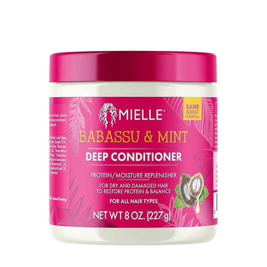 Mielle Organics Babassu & Mint Deep Conditioner with Protein, Moisturizing & Conditioning Deep Treatment, Hydrating Repair for Dry, Damaged, & Frizzy Hair (8 Oz)