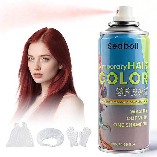 Red Hair Spray, Temporary Hair Color Spray for Women Men– Safe Non Sticky Washable One Day Hair Dye Spray, Disposable Accessories Included, for Halloween Cosplay Party DIY Costume Pet Fun