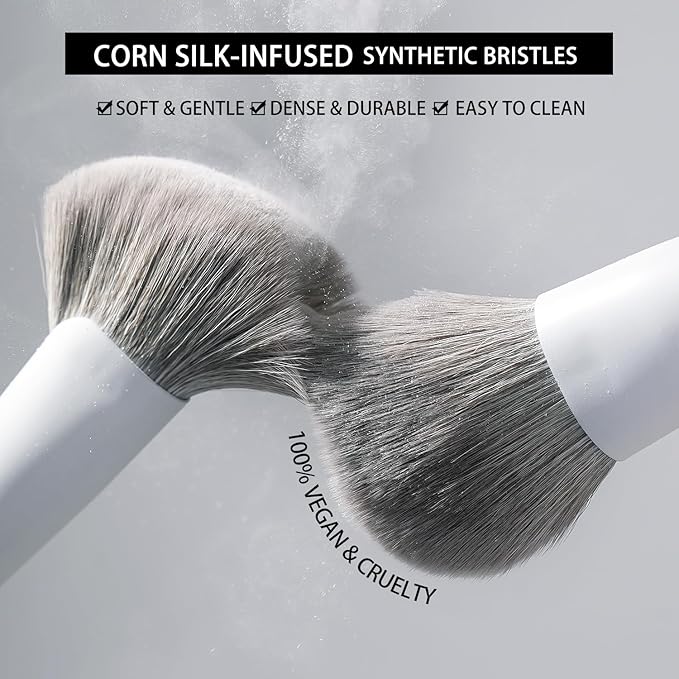 BEILI Makeup Brush Set,White Makeup Brush Set, 12 Vegan Makeup Brushes for Powder Foundation, Concealer, Eyebrows, Eyeshadow, Contour, Eyeliner, Blender Eye Brush (White)