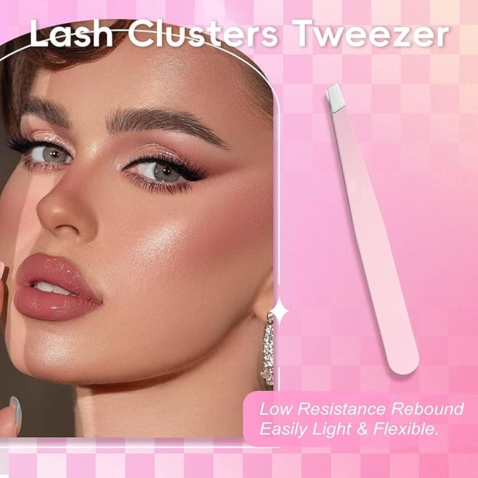 FADLASH Lash Extension DIY Kit Volume Fluffy Lash Clusters D Curl Cluster Lashes with Lash Bond and Seal Lash Tweezers for DIY Eyelash Extension at Home for Self Use（Kit 200D-0.07D-12-18MIX）