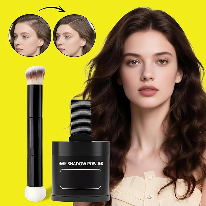 Gowwim Root Touch up Powder, Instantly Gray Hair Cover up Hairline Powder for Women & Men Waterproof and Sweatproof Root Cover Up Long-Lasting for Thinning & Loss Hair (Med Brown2, 10G+1)