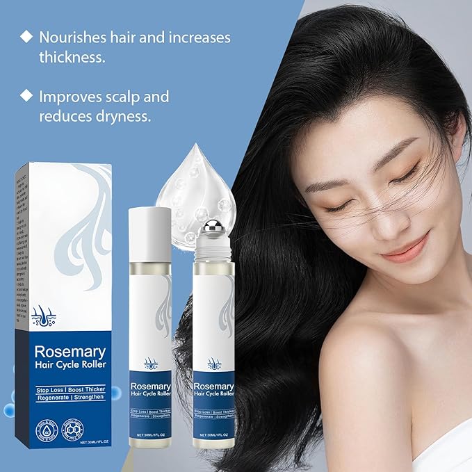 Rosemary Hair Growth Serum - 2Packs Roll-On Hair Growth Serum with Redensyl & Anagain, Suitable for All Women's Hair Types(30ml)