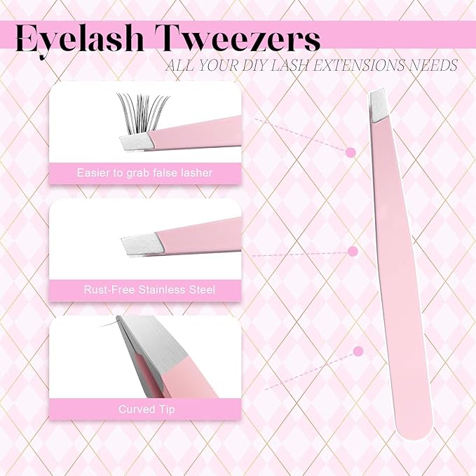 FADLASH DIY Lash Extension Kit Individual Lashes Cluster D Curl Eyelash Extension Kit with Lash Bond and Seal and Lash Applicator Tool for Self Application at Home (50D-0.07D-12-18MIX KIT)