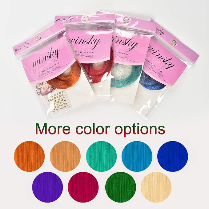 Winsky Teal Hair Extensions Clip in Human Hair - 100% Straight Halloween Party Highlights Clip on Colored Hair Extensions 5 Pieces/Set (18inch,Teal)