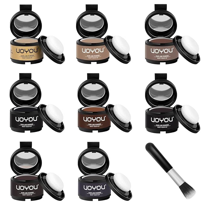 Root Touch Up Powder Instantly Conceals Hair Loss, Gray Root Cover Up Powder, Water & Sweat Resistant Hair Powder for Thinning Hair Men & Women, Includes Brush (Dark Brown, 4g Bottle with Brush)