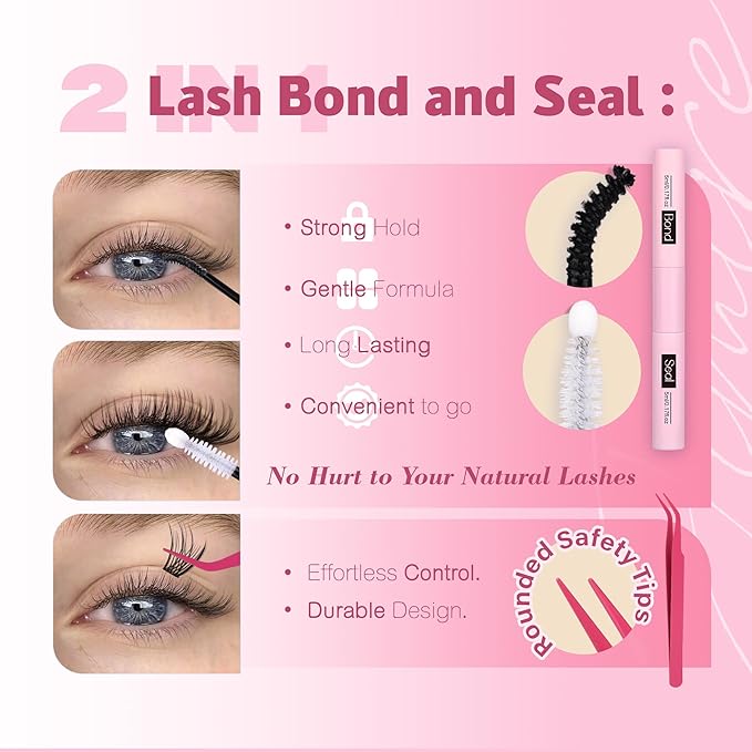 Wispy Lash Clusters Kit Natural Fairy Eyelash Clusters 8-16MM C Curly DIY Lash Extension Kit with Lash Bond and Seal and Tweezers Thin Band Fluffy Individual Lashes Clusters 192Pcs Pack by JIMIRE