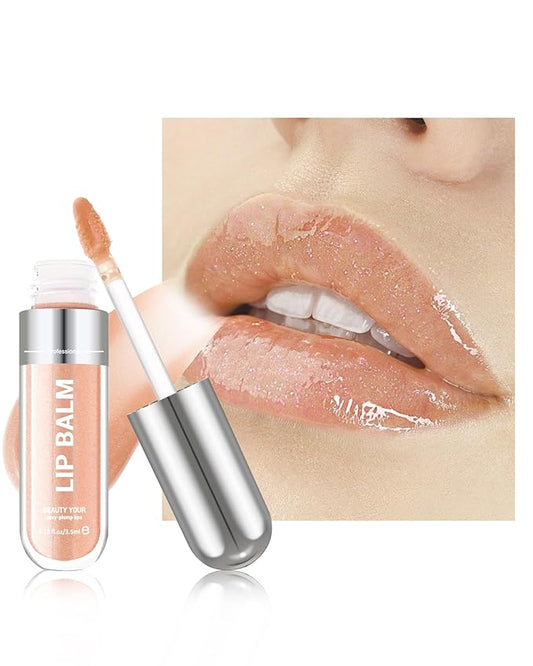 Lip Gloss Oil,Nude Shimmer Hydrating Lip Tint Stain, Sheer Lip Treatment Moisturizer, Moisturizing Lip Tint Balm Lipstick Lipgloss, Glow Reviver Lips Care Oil, Christmas Makeup Gift for Women-01