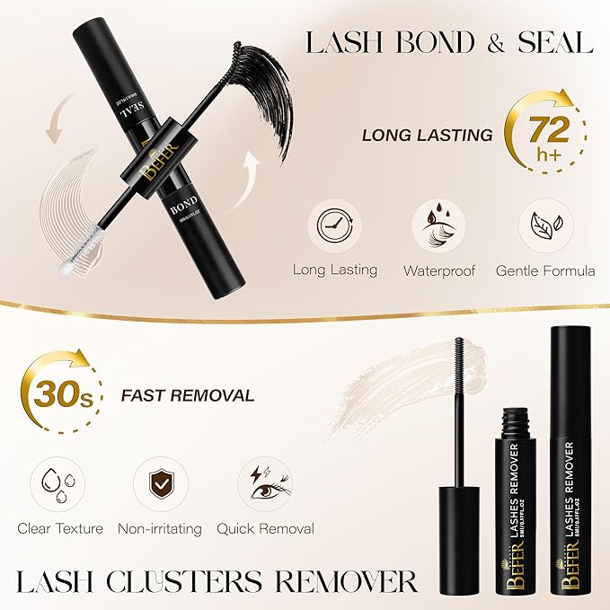 BEFER Lash Clusters Kit, 108 Pcs 3D Curl Eyelash Clusters Volume Individual Lashes Extensions 10-16MM Wispy Eyelash with Tweezers DIY At Home(Brave, ZE11,Kit)