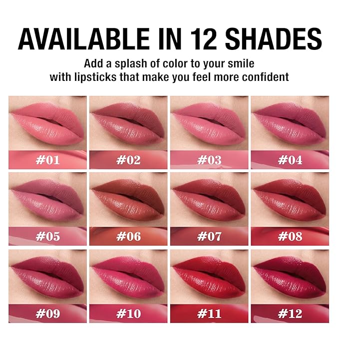 Jolilab 4 Colors Cream Texture Lip Gloss Set - Highly Pigmented,Hydrating, Moisturizing Makeup for Women（#3+7+9+12
