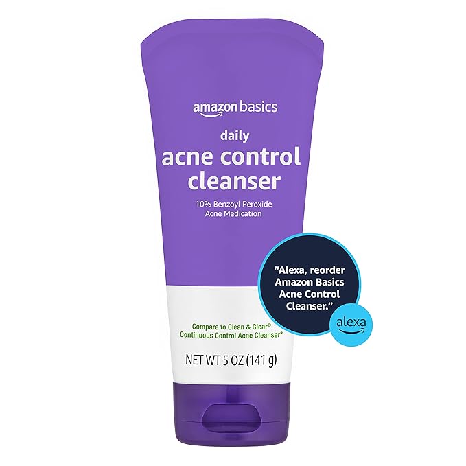 Amazon Basics Acne Cleanser Face Wash - Daily Control, Maximum Strength 10% Benzoyl Peroxide, 5 Ounce