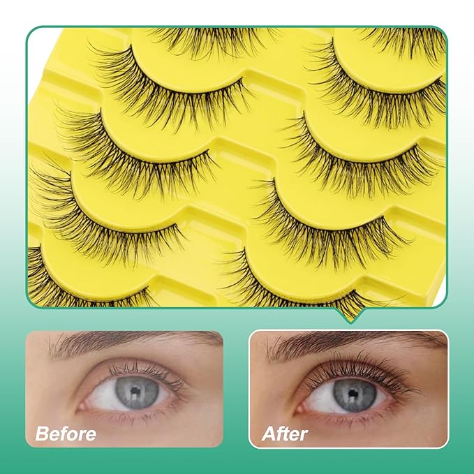 False Eyelashes Natural Look Strip Lashes Cat Eye Fake Eyelashes Soft False Lashes by GEMERRY, 10pairs
