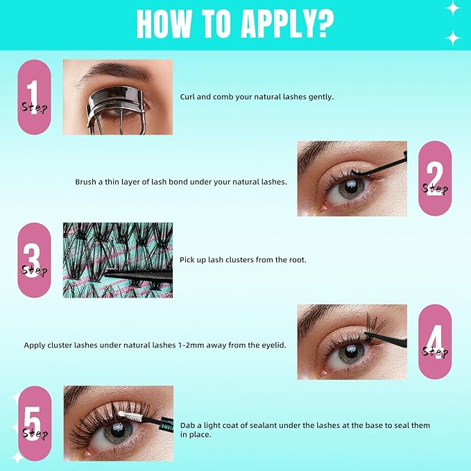Lash Clusters Wispy 280PCS Eyelash Extension 30D Cluster Lashes Individual Lashes DIY Lash Extension Natural Look Cluster Eyelash Extensions Soft False Eyelashes at Home for Beginners(14mm)