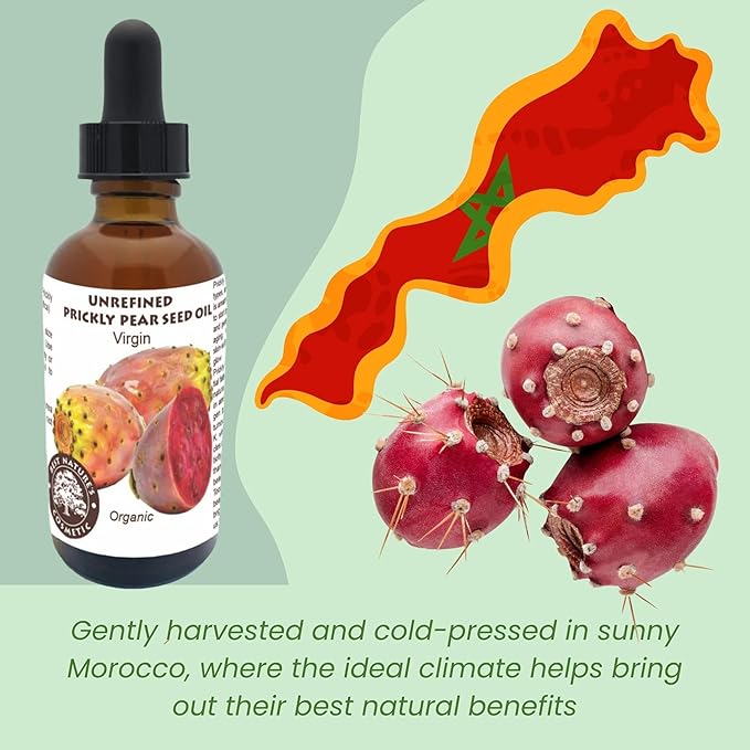 Prickly Pear Seed Oil Organic - Virgin (Cold Pressed, Unrefined) for hydrated skin, glowing mature skin. Nature’s Desert Secret for Radiant Skin and Hair 0.5 oz (15ml)