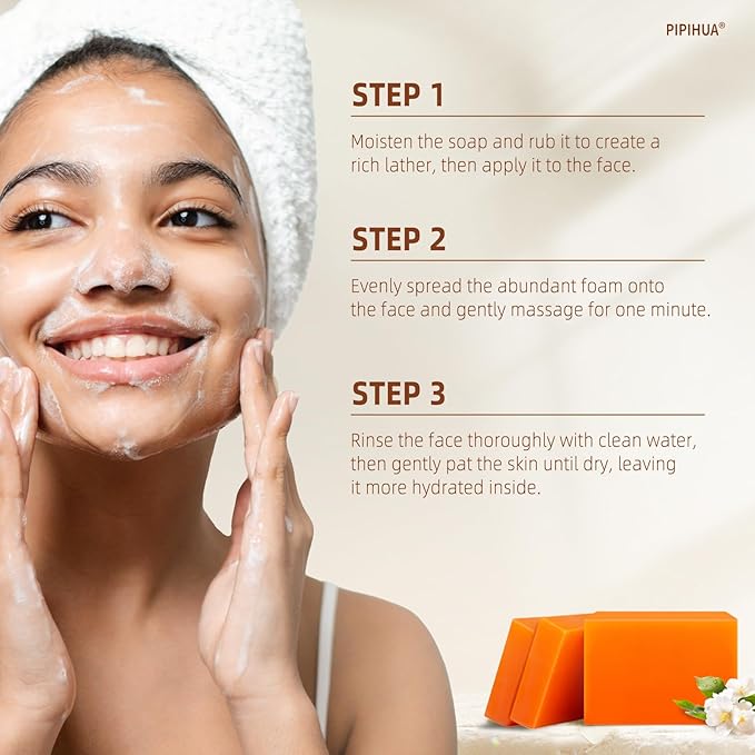 PIPIHUA 3Pack Kojic Acid Soap, Soap Bars for Acne with Collagen, Turmeric, Collagen, Hyaluronic Acid 10.58oz (3 Bars)