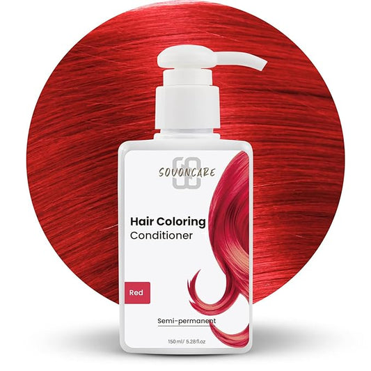 SOVONCARE Red Hair Color Depositing Conditioner, Semi Permanent Hair Color Conditioner for Colored Hair 5.28 OZ, Hair Dye Conditioner Results in 10 Mins