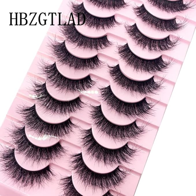 HBZGTLAD New 10 Pairs 3D Mink Lashes False Eyelashes Handmade Wispy Fluffy Long Lashes Natural Eye Makeup Tools Eye Lashes(M13)