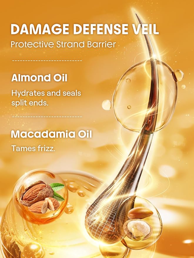 SHEGLAM HAIR 24K Glow High Shine Styling Serum 1.69 Fl Oz, 10 IN 1Hair Care Daily Essential Serum,Soften Hair With Almond Oil & Macadamia Oil For Hair Reduces Frizz And Damage,Adds Shine