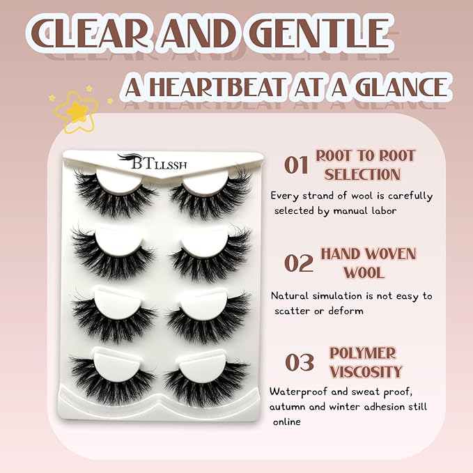 False Eyelashes 8 Pair Faux Mink - Strip Lash Vegan Mink Eyelash Cruelty-Free Weightless & Fluffy Reusable Faux Mink Lash Vivid 3D Effect
