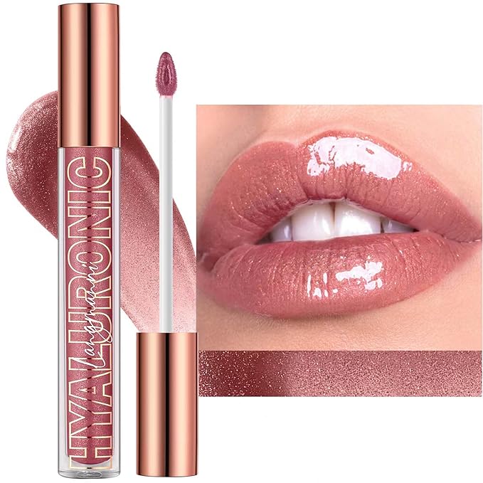 Nude Brown Lip Gloss Lip Plumper Gloss Tinted Glitter Lipgloss Teens Moisturizing High Shine And Vegan Plumping Lip Gloss For Women Girls Long-Lasting Dry Lip Care (02# Nude Brown)