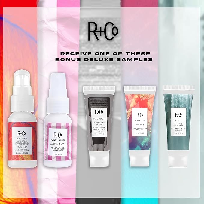 R+Co Television Perfect Hair Shampoo & Conditioner Set + Deluxe Sample (0.5oz) | Smooths, Adds Shine & Volume | Vegan + Cruelty-Free | 8.5oz (Pack of 2)