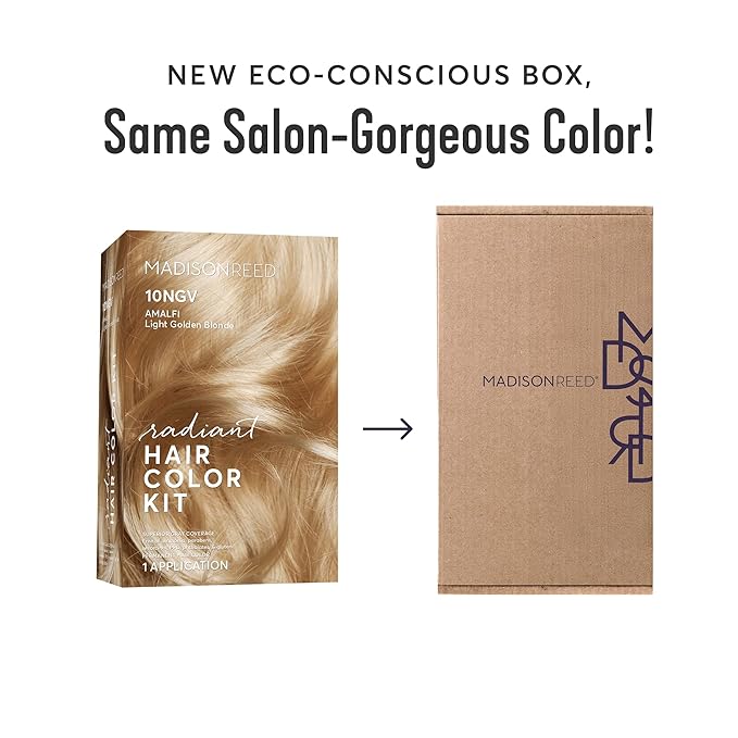 Madison Reed Radiant Hair Color Kit | 10NGV Light Golden Blonde (Amalfi Blonde) for 100% Gray Hair Coverage | Dimensional Salon-Quality Permanent Hair Dye | PPD-Free & Ammonia-Free | 2 Pack