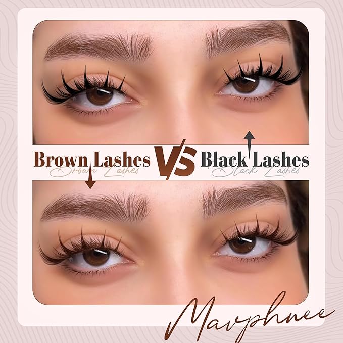 Brown Lash Clusters Manga Cluster Eyelash Extensions Spiky Cluster Lashes Fairy Individual Lashes Anime CC-Curly Eyelash Clusters DIY at Home Easy to Apply Lash Spikes 11-17MM