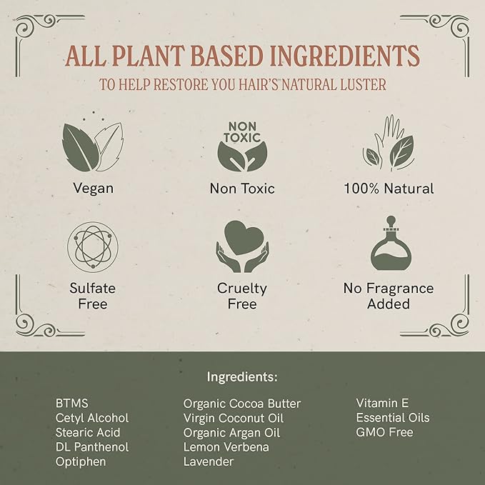 J·R·LIGGETT'S Conditioner Bar - Original Formula, All Natural Hair Conditioner with Coconut Oil & Cocoa Butter - Sulfate Free, Gmo Free, Plant-Based Ingredients for Soft & Smooth Hair, 1.75oz - 2 Pack