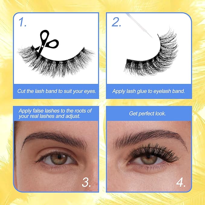 Fake Eyelashes 3D Effect Strip Lashes Wispy False Lashes Mink False Eyelashes By GEMERRY(10 Pairs, A05)