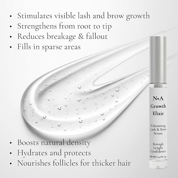 N•A Growth Elixir Lash & Brow Serum - Advanced Biotinoyl Tripeptide-1 Peptide Formula for Longer, Thicker, Fuller Lashes - Prostaglandin-Free, Vegan, Cruelty-Free - Professional Grade (0.14 oz / 4mL)