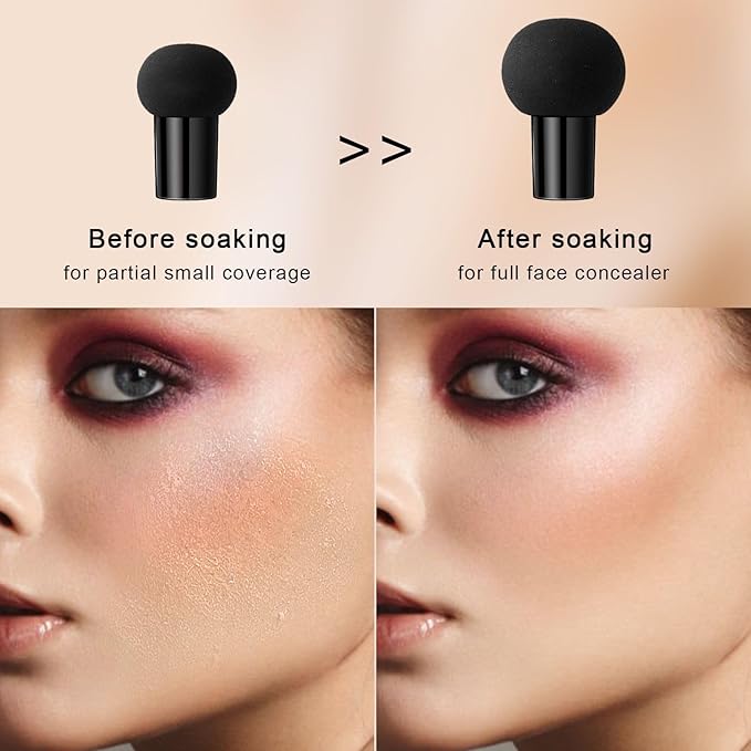 Mushroom Head Air Cushion CC Cream - BB Cream Face Makeup for Mature Skin, Moisturizing Cover Balm Foundation & Long-Lasting Color Correcting Concealer, Even Skin Tone for All Skin (Medium Brown)