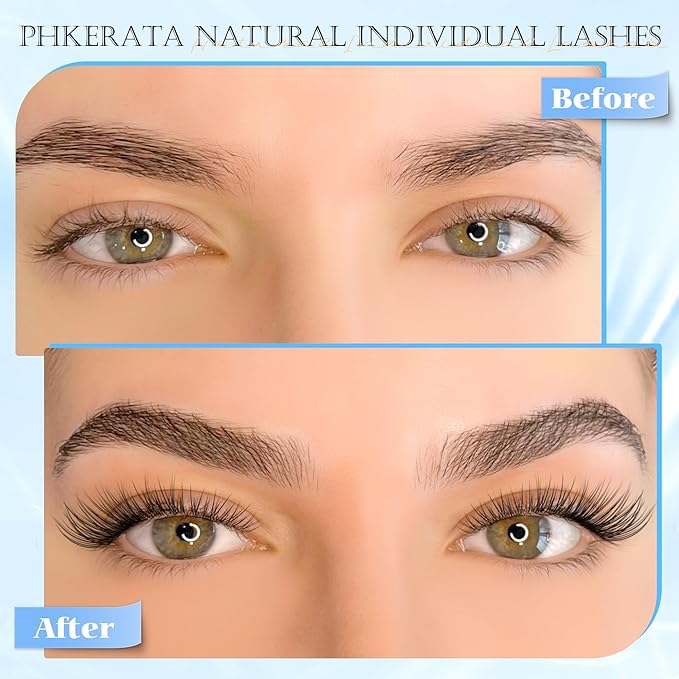 Natural Lash Clusters Wispy Eyelash Clusters 200Pcs Lashes Clusters C Curvature Individual Lashes DIY Cluster Eyelash Extensions with Soft Lash Band, 9-14 mm Mix