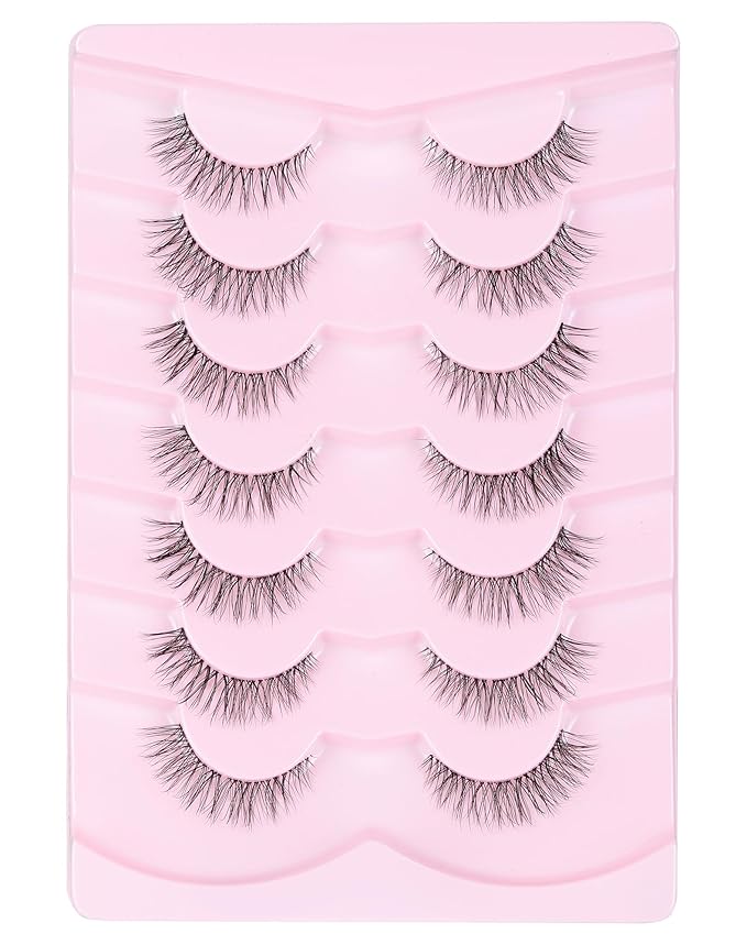 Onlyall Natural Eyelashes Wispy Lashes Clear Band Lashes Natural False Eyelashes C Curl Lashes Fake Eyelashes Natural Lashes 13mm Lashes H6