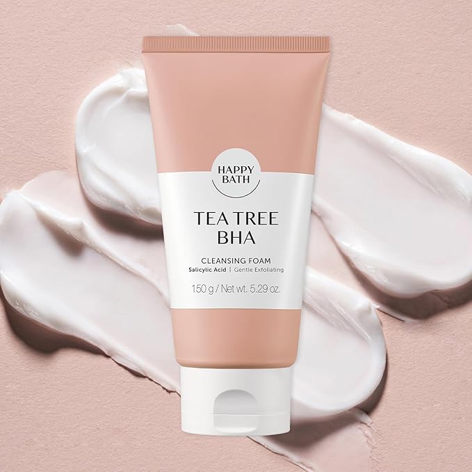 HAPPY BATH Deep Sea Salt Face Wash & Tea Tree Face Wash | Exfoliating Face wash with Cellulose beads, Combination to Oily Skin, Korean Foaming Face Cleanser, Gentle Formula for Daily Stocking Stuffers
