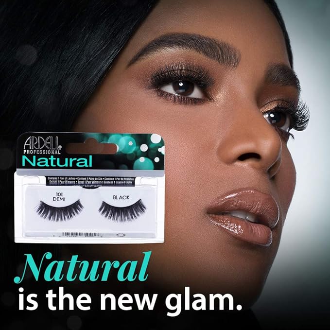 Ardell Natural Lashes False Eyelashes Demi 101 - Black, Full Volume, Rounded Strip Wispy Lashes for a Natural Look, 4 Pack