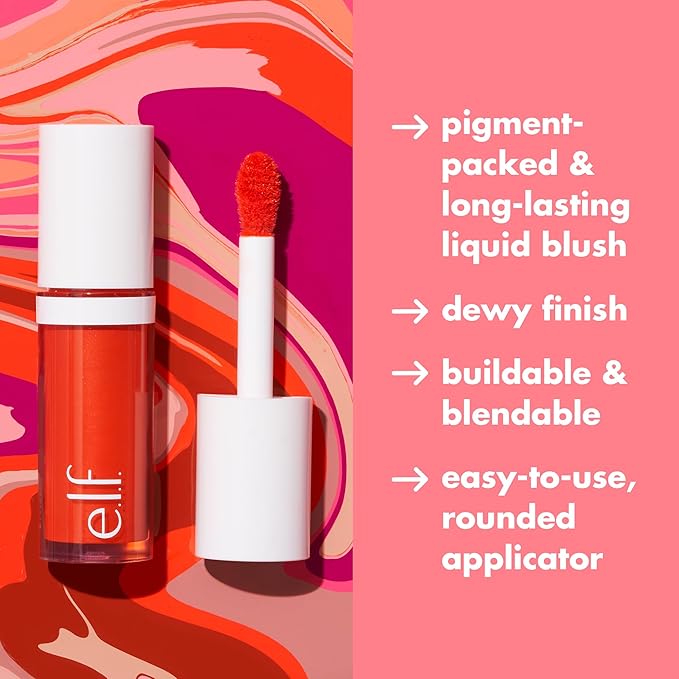 e.l.f. Camo Liquid Blush, Long-lasting Liquid Blush For High-pigment Color, Creates A Soft, Dewy Finish, Vegan & Cruelty-free, Comin' In Hot Pink